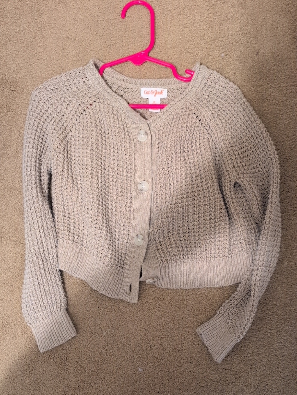 Cat & Jack Neutral Knit Button-Front Cardigan